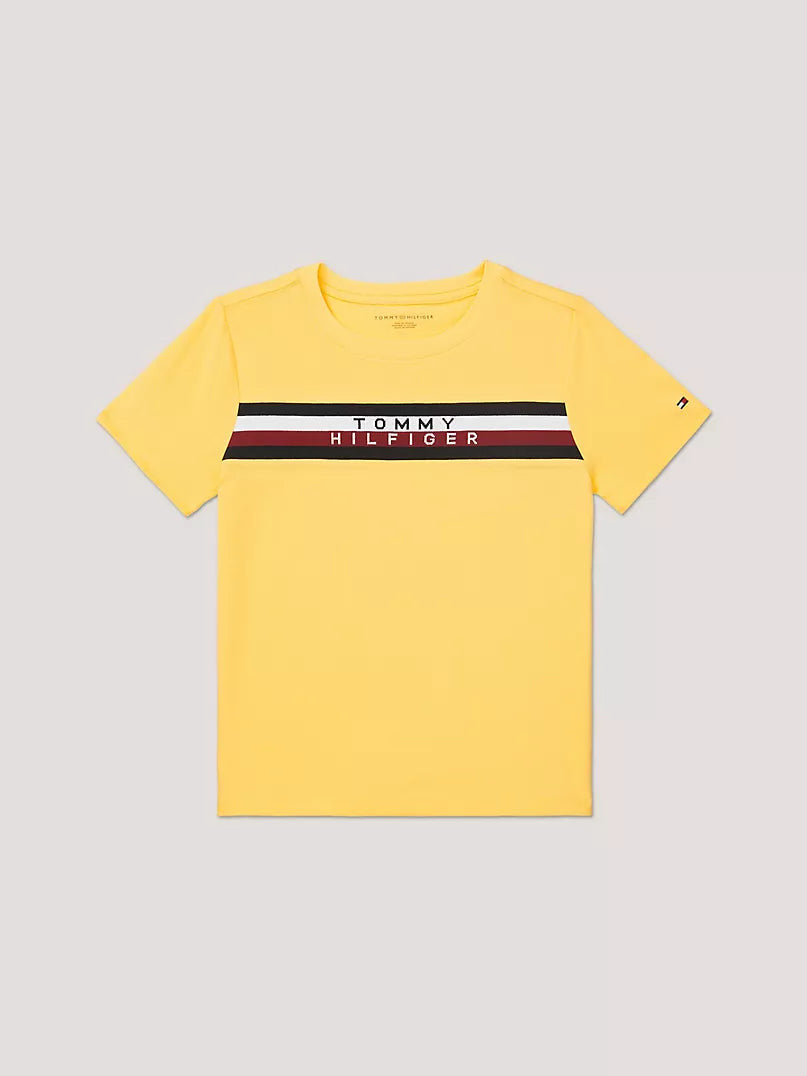 Tommy Hilfiger -Kids' Ribbed Stripe Logo T-Shirt
