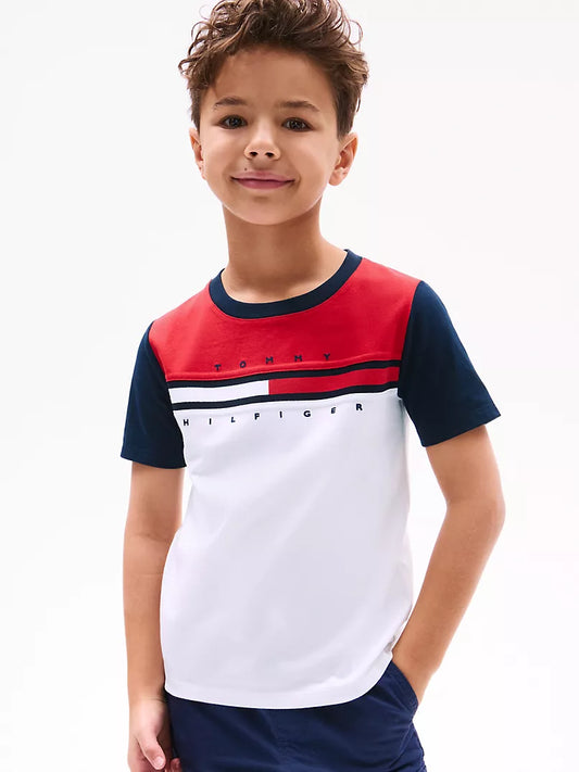 Tommy Hilfiger-Kids' Colorblock Flag Stripe T-Shirt