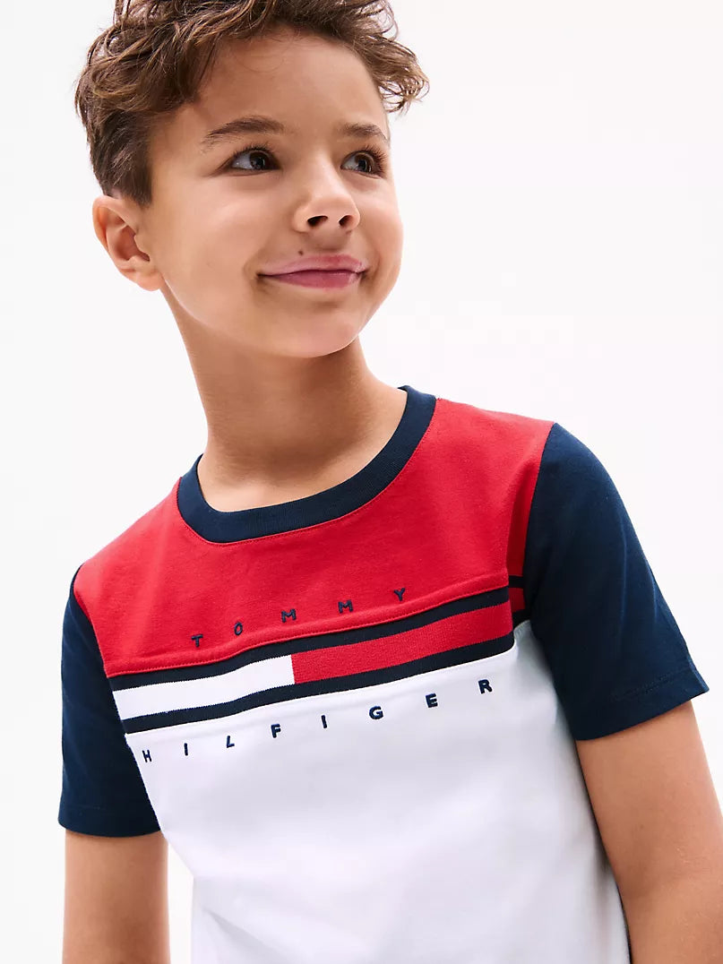 Tommy Hilfiger-Kids' Colorblock Flag Stripe T-Shirt