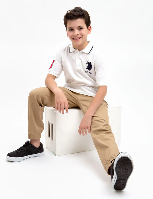 US Polo Assn Boys Multicolor Logo Solid Pique Polo Shirt