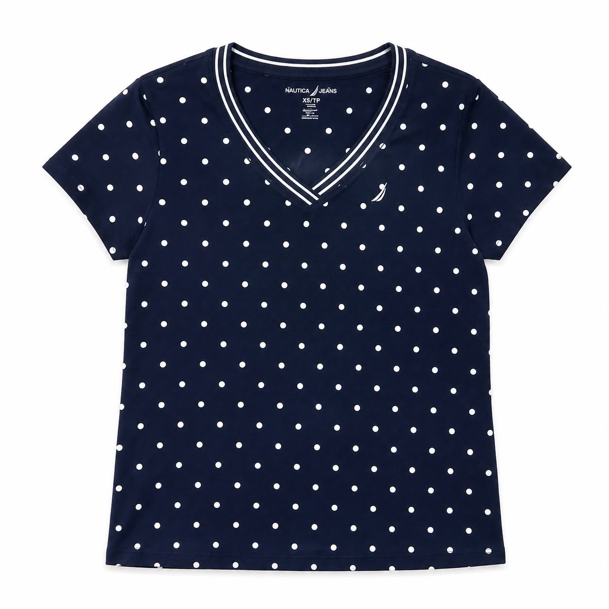 Nautica womens Solid V-neck Short Sleeve T-shirt