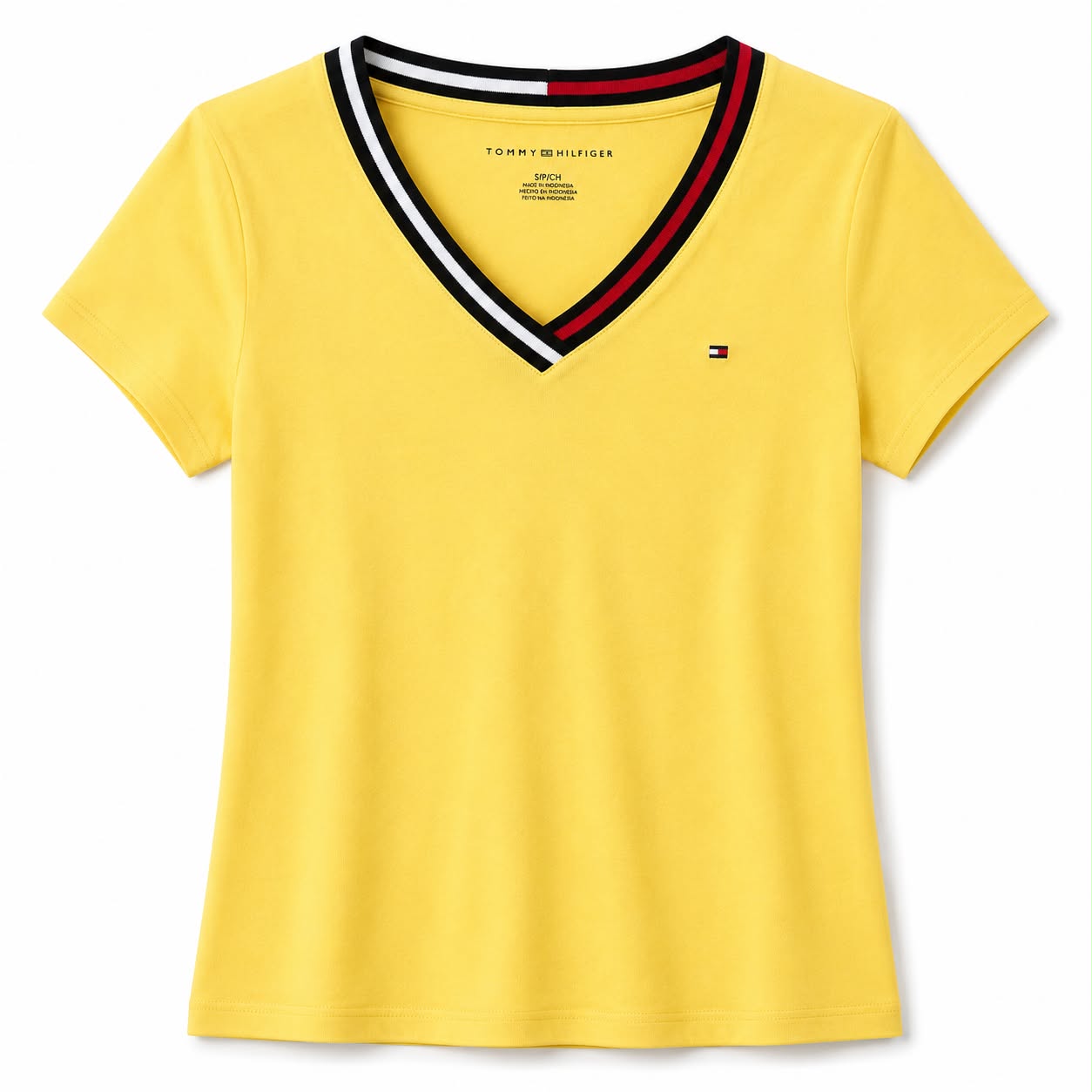 Tommy Hilfiger Yellow blouse features a V-neck Women’s