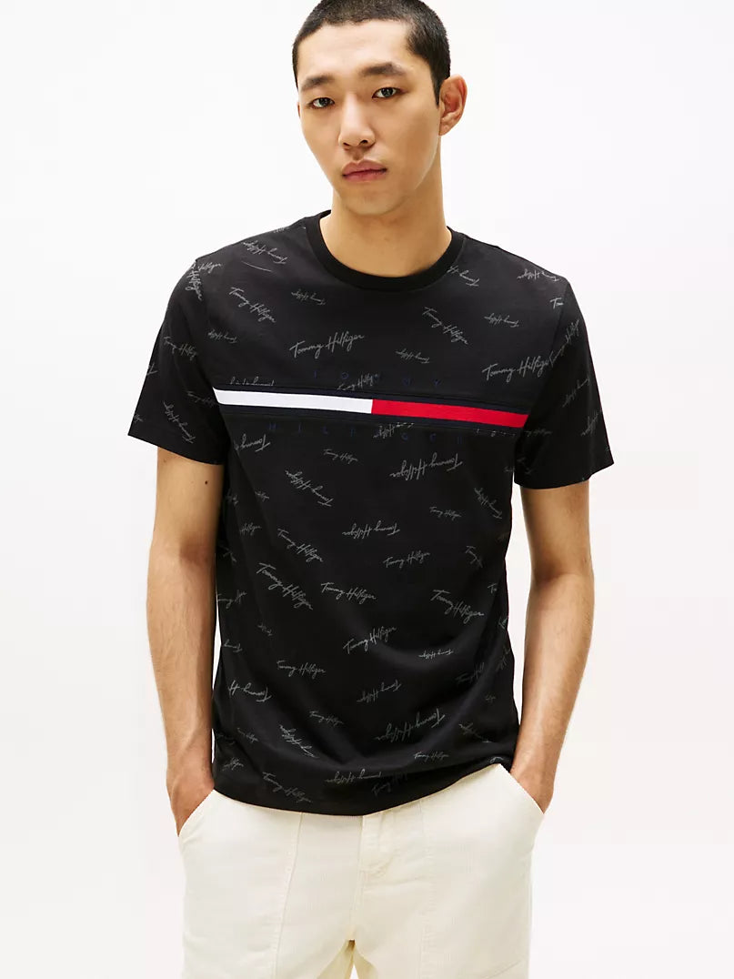 Tommy Hilfiger-Signature Flag Stripe Logo T-Shirt
