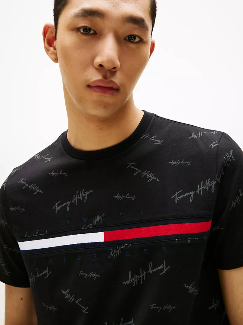 Tommy Hilfiger-Signature Flag Stripe Logo T-Shirt