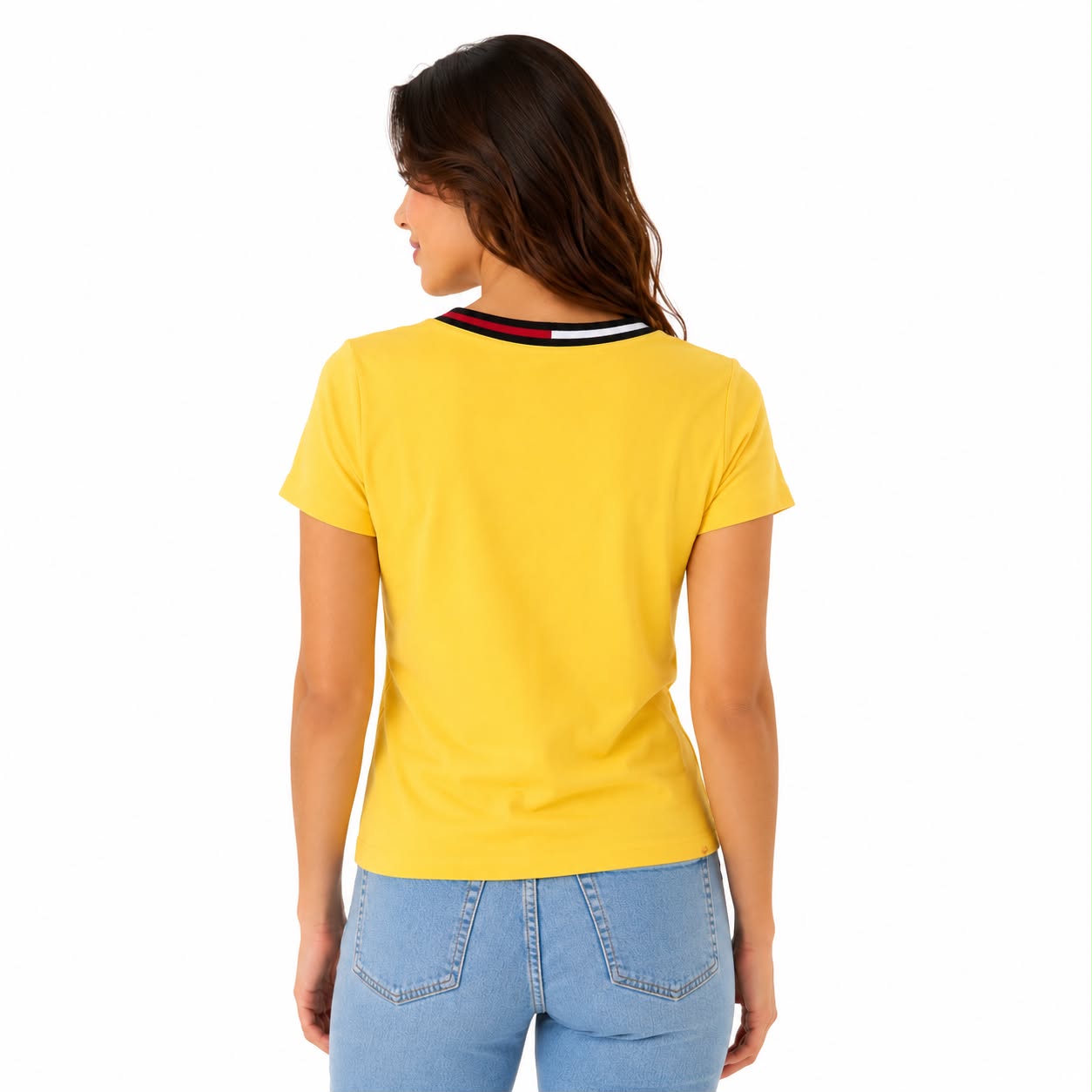 Tommy Hilfiger Yellow blouse features a V-neck Women’s