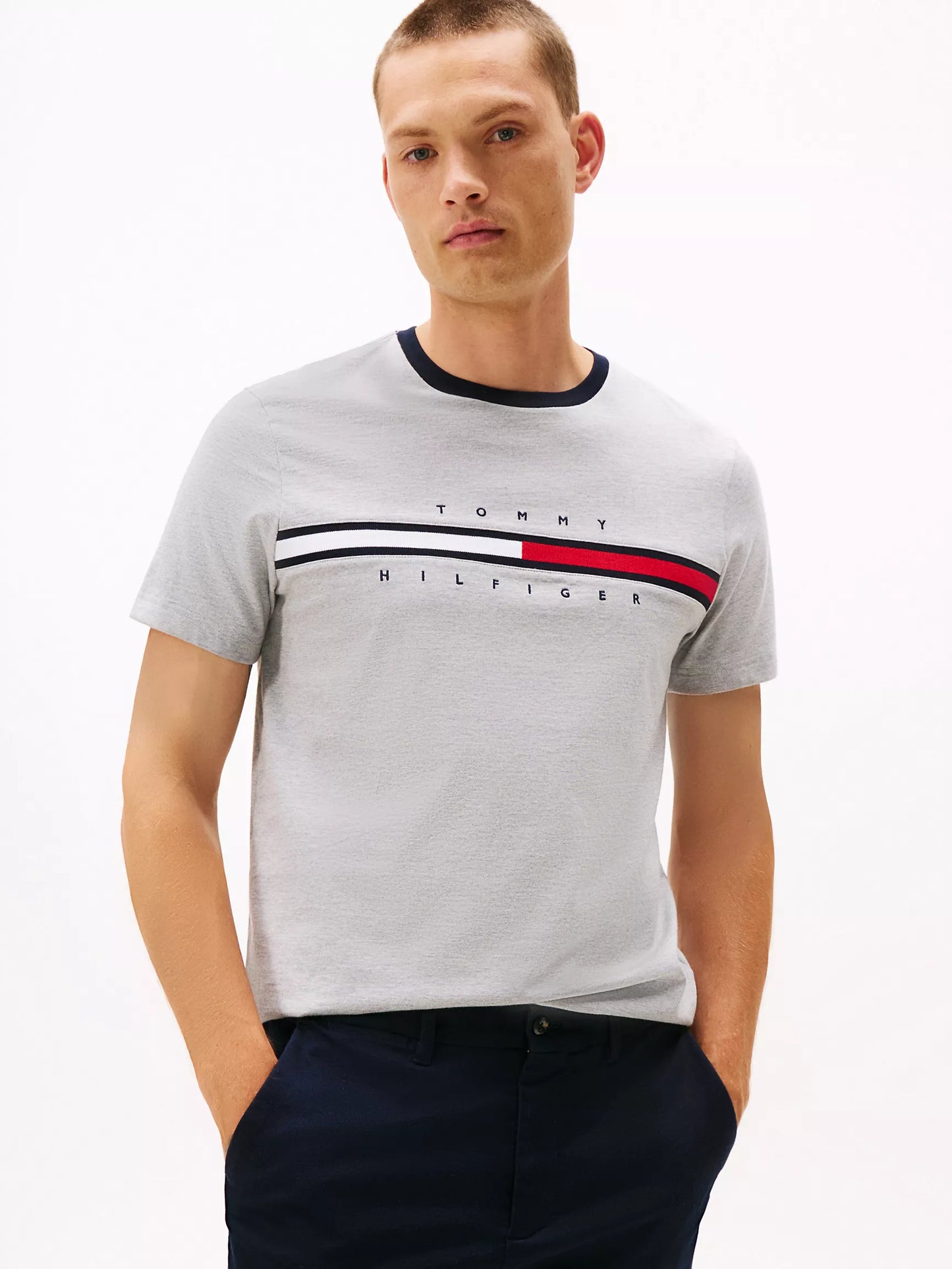Tommy Hilfiger-Embroidered Flag Logo T-Shirt