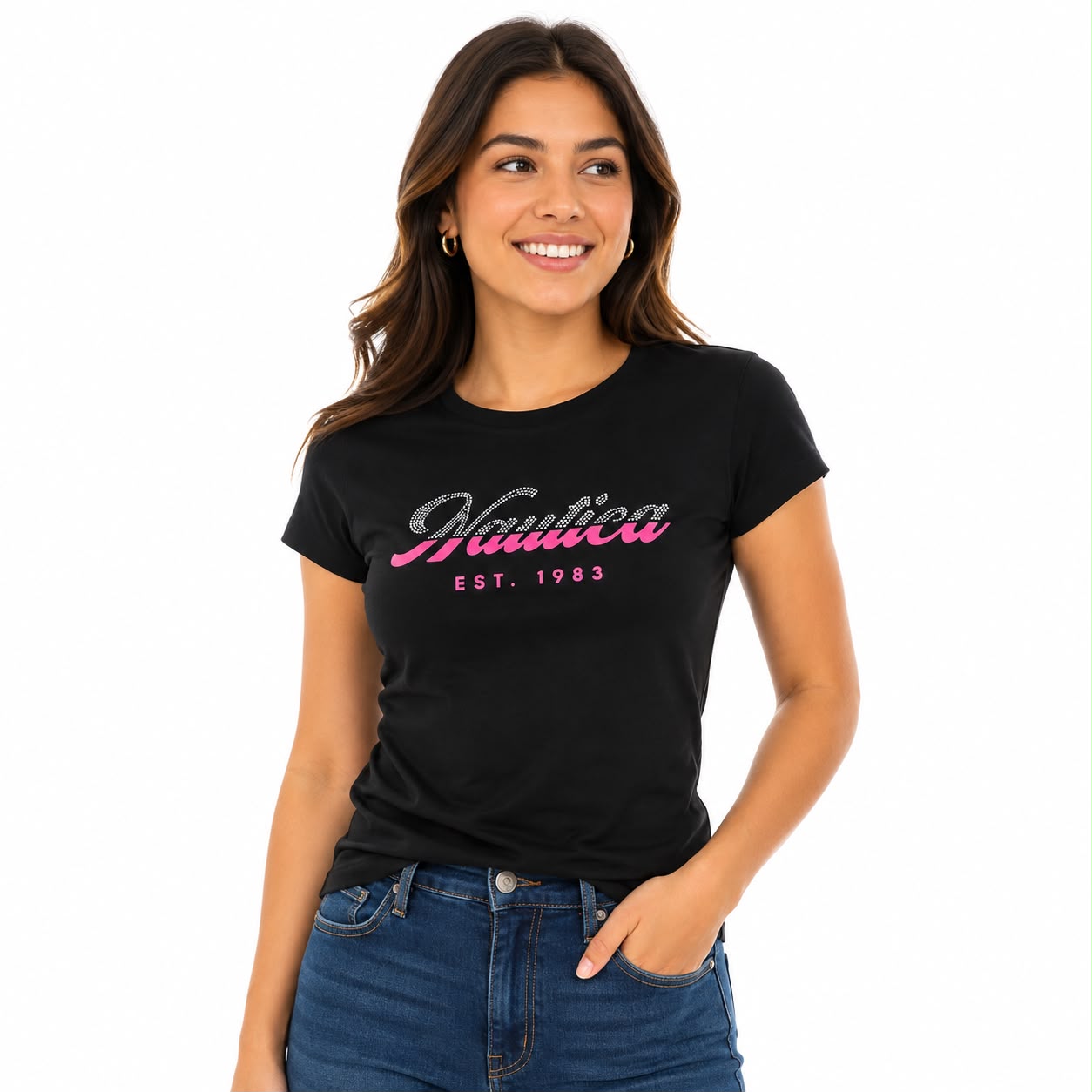 Nautica Studded Logo Puff Graphic T-Shirt Women’s