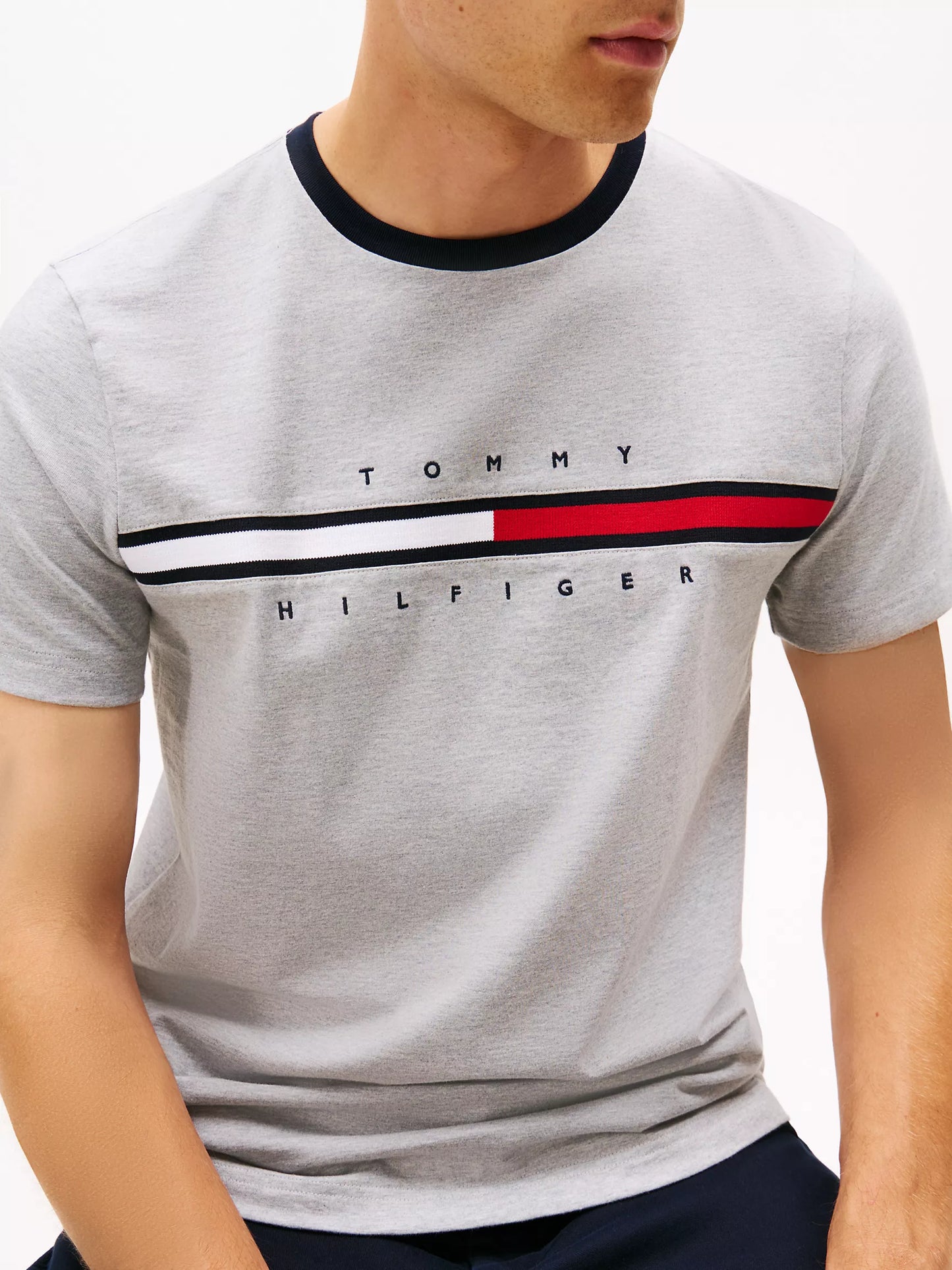 Tommy Hilfiger-Embroidered Flag Logo T-Shirt