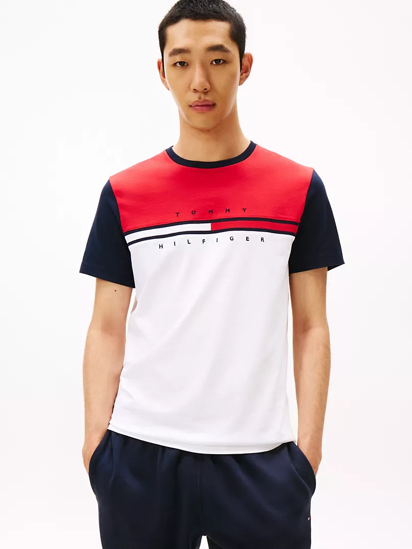Tommy Hilfiger-Colorblock Flag Stripe Logo T-Shirt