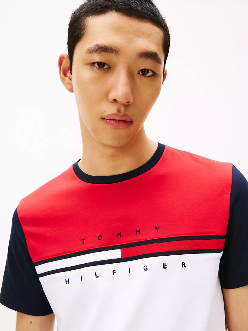 Tommy Hilfiger-Colorblock Flag Stripe Logo T-Shirt