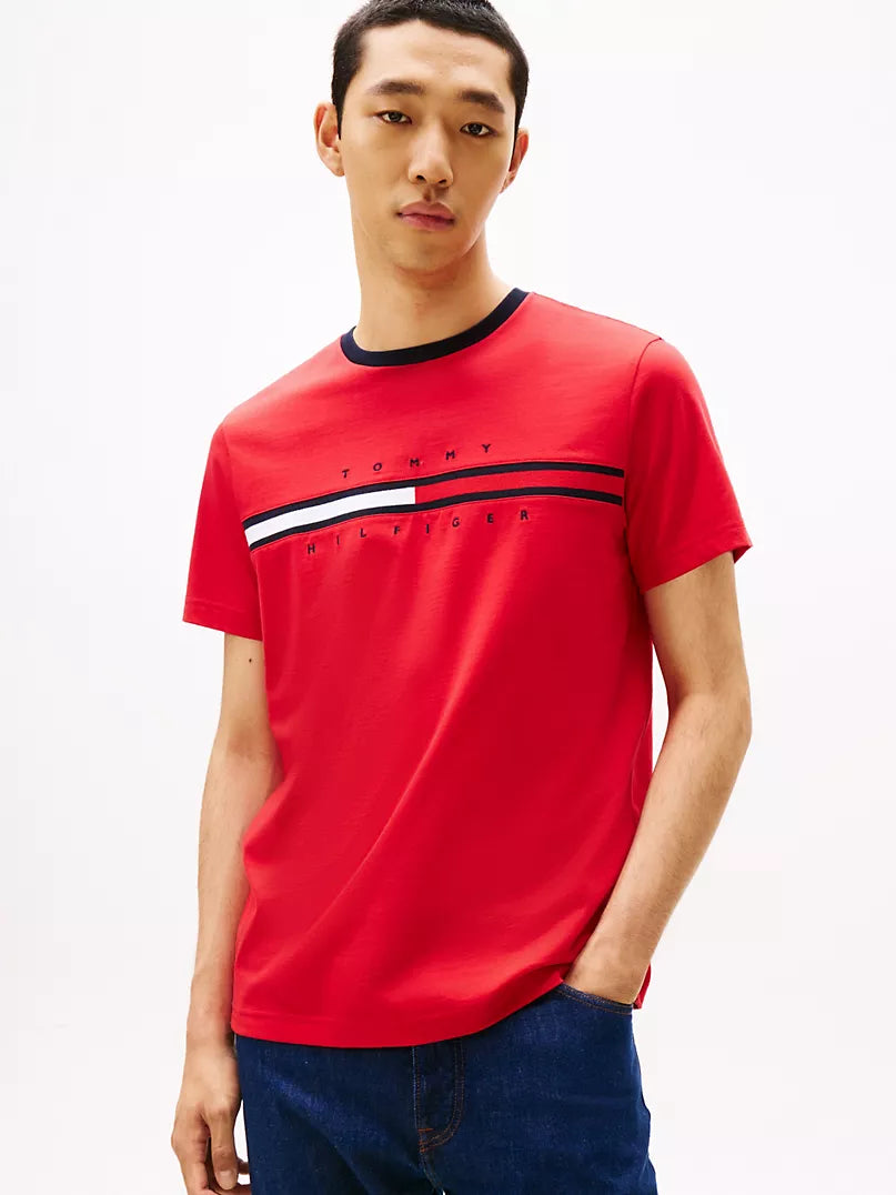 Tommy Hilfiger-Embroidered Flag Logo T-Shirt