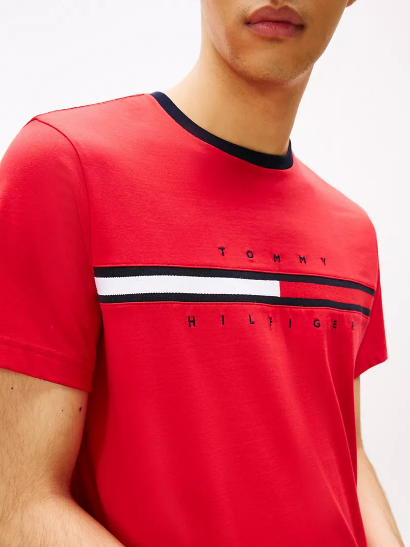 Tommy Hilfiger-Embroidered Flag Logo T-Shirt
