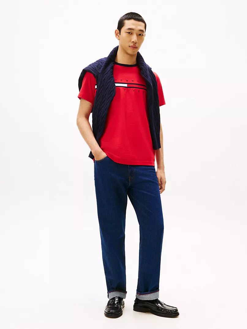 Tommy Hilfiger-Embroidered Flag Logo T-Shirt