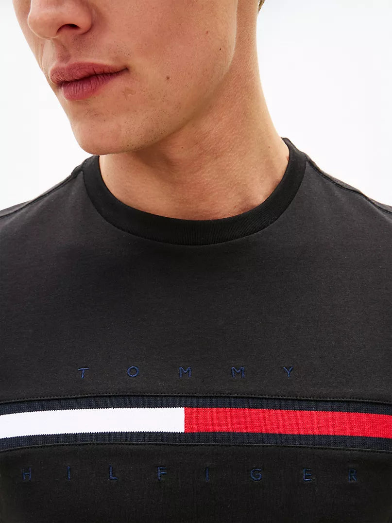 Tommy Hilfiger-Embroidered Flag Logo T-Shirt