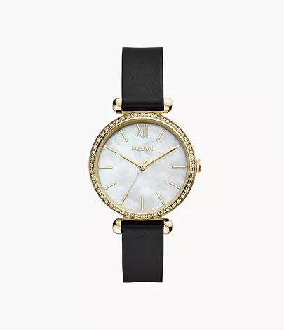 Fossil Tillie Three-Hand Black Leather Watch