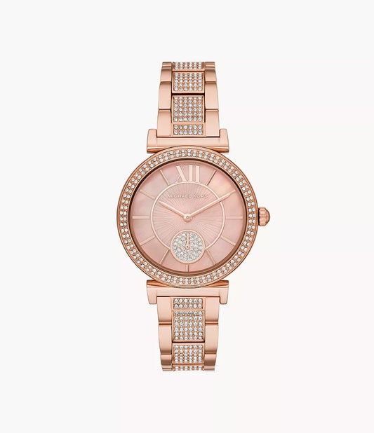 Michael Kors Abbey Three-Hand Rose Gold-Tone Stainless Steel Watch