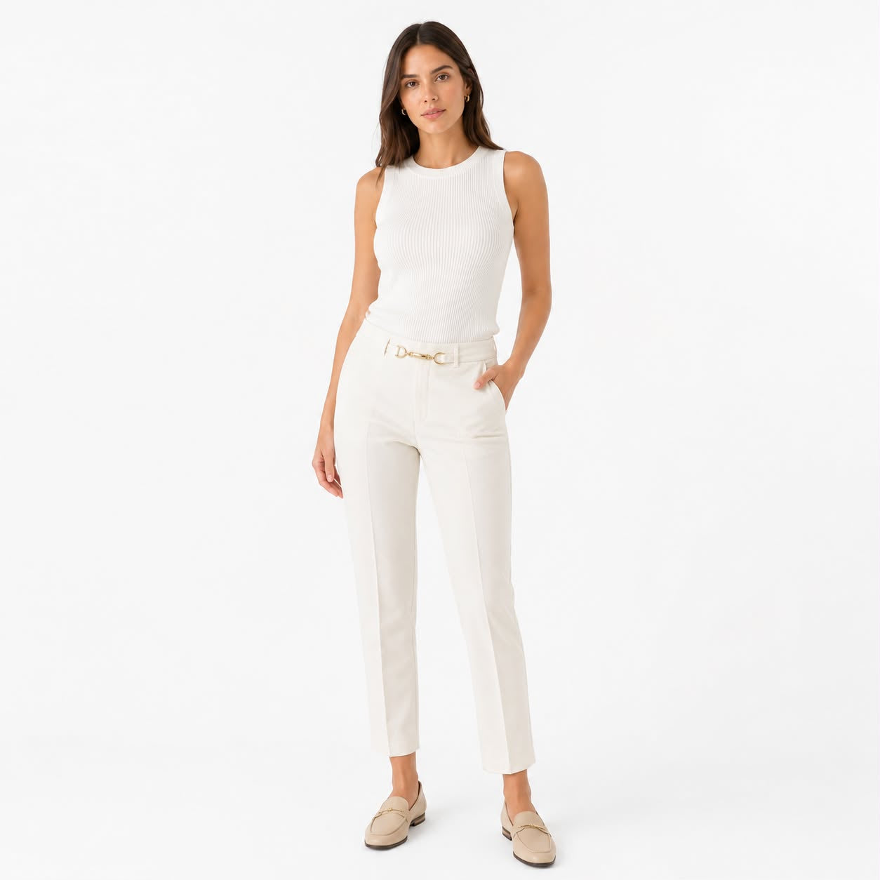 Haver + Blair Trimmed dress pants in white or ivory women’s