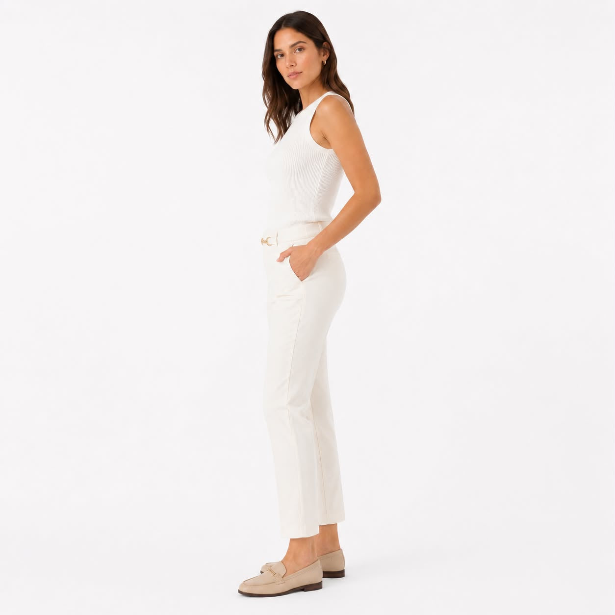 Haver + Blair Trimmed dress pants in white or ivory women’s