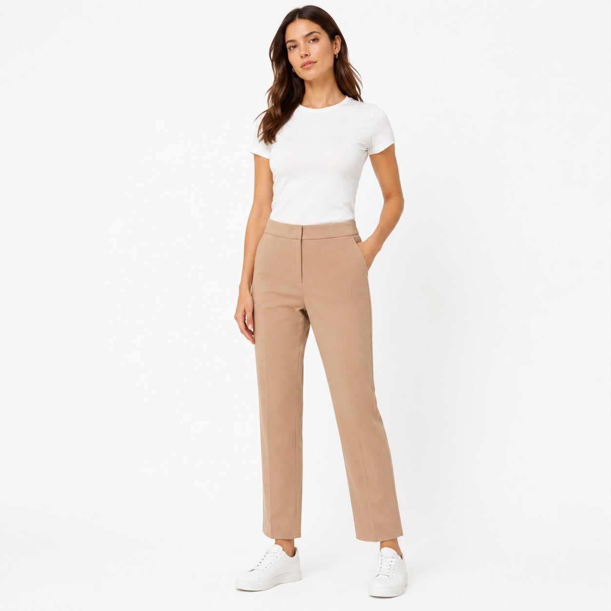 Rachel Zoe Straight cut dress pants with wide leg in brown tone