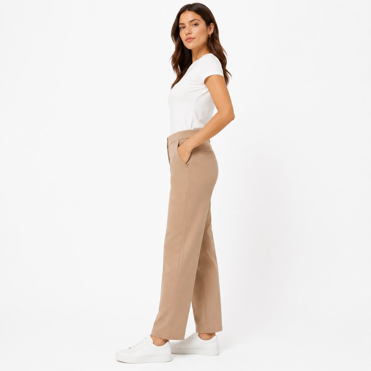 Rachel Zoe Straight cut dress pants with wide leg in brown tone