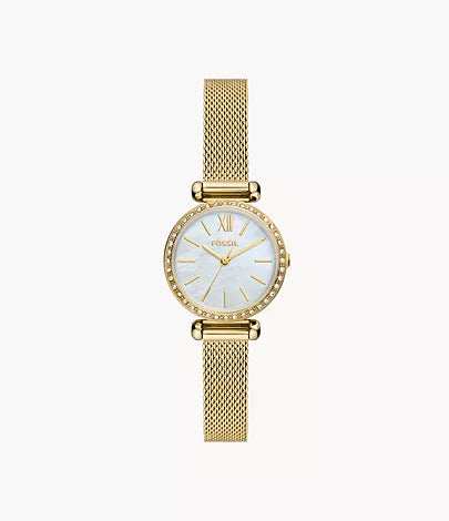 Fossil Tillie Mini Three-Hand Gold-Tone Stainless Steel Mesh Watch