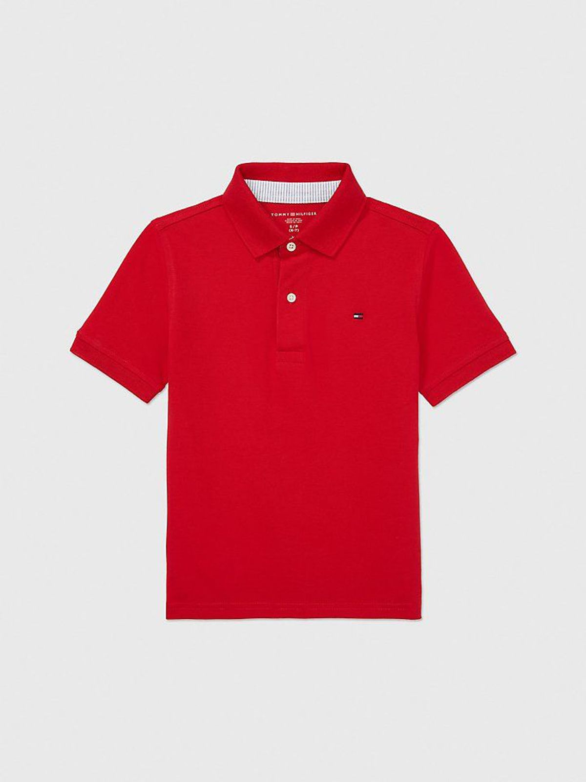 Tommy Hilfiger-Polo De Niño Rojo Solido Con Logo