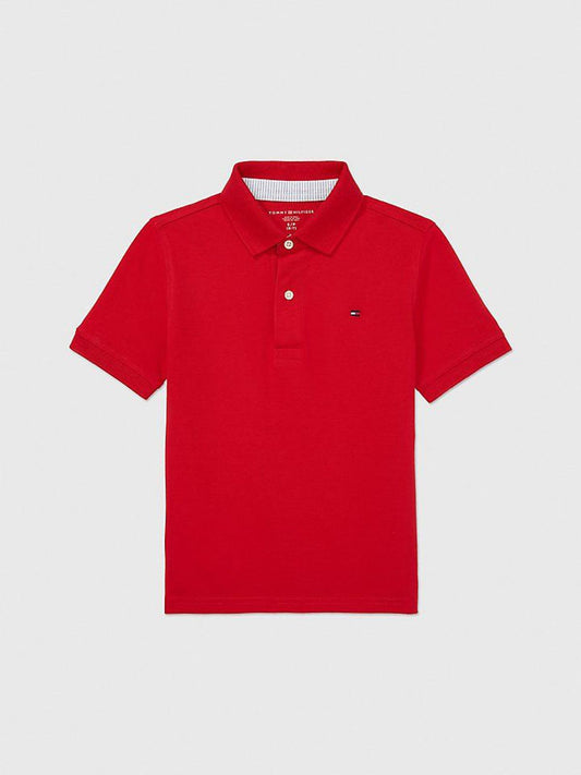 Tommy Hilfiger-Polo De Niño Rojo Solido Con Logo