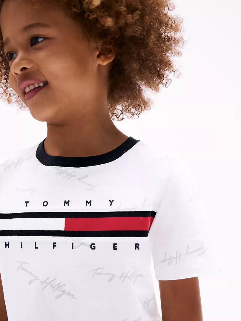 Tommy Hilfiger -Kids' Signature Flag Stripe Logo T-Shirt