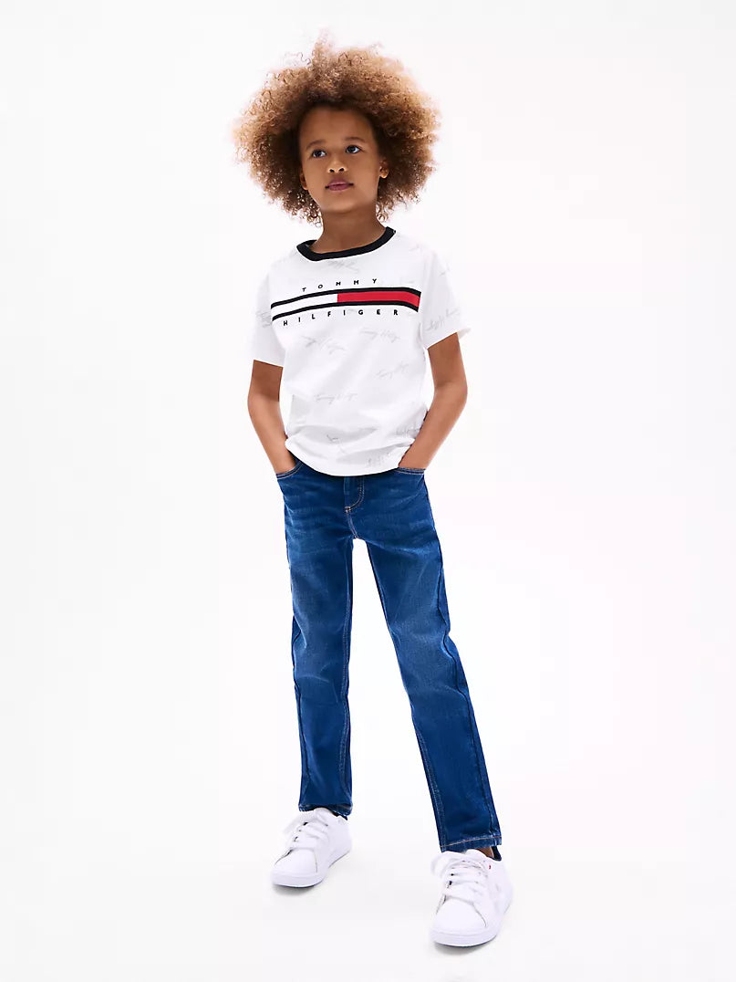 Tommy Hilfiger -Kids' Signature Flag Stripe Logo T-Shirt
