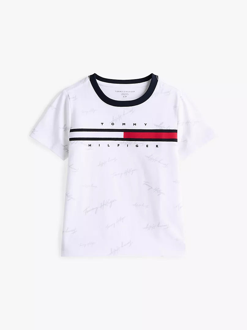 Tommy Hilfiger -Kids' Signature Flag Stripe Logo T-Shirt
