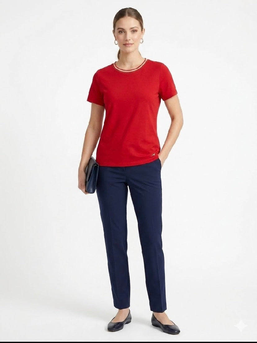 ANNE KLEIN-Short-sleeved T-shirt or blouse in intense red