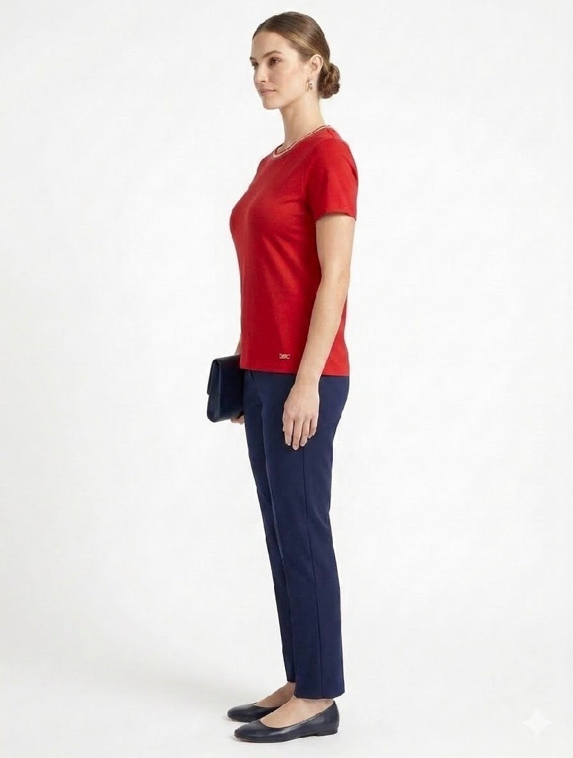 ANNE KLEIN-Short-sleeved T-shirt or blouse in intense red