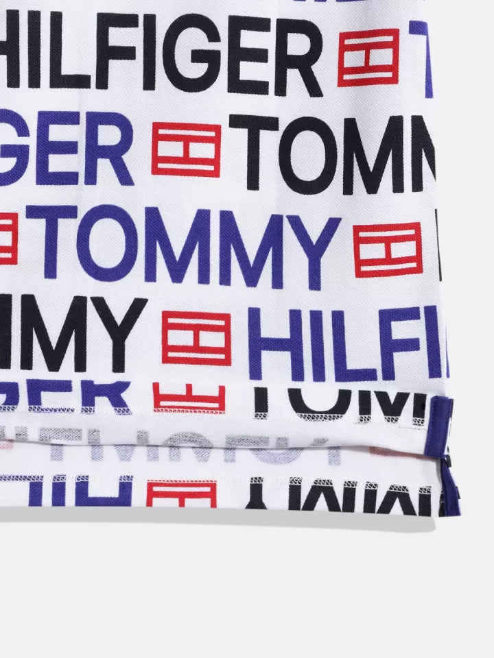 TOMMY HILFIGER  Boys Brand Logo Print Polo Collar Pure Cotton T- Shirts