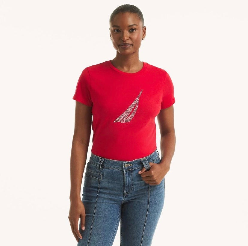 Náutica Womens Studded Graphic T-Shirt