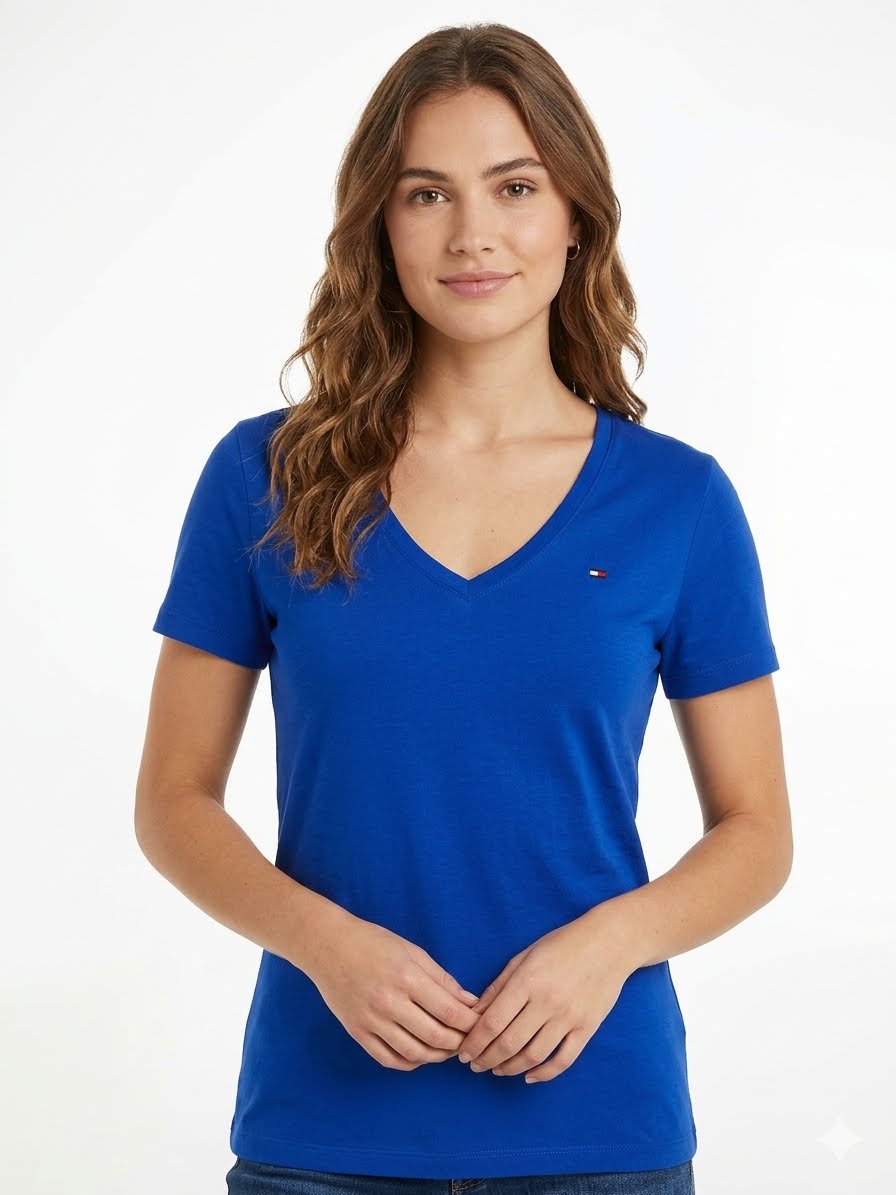 TOMMY HILFIGER- Women’s basic V-neck t-shirt