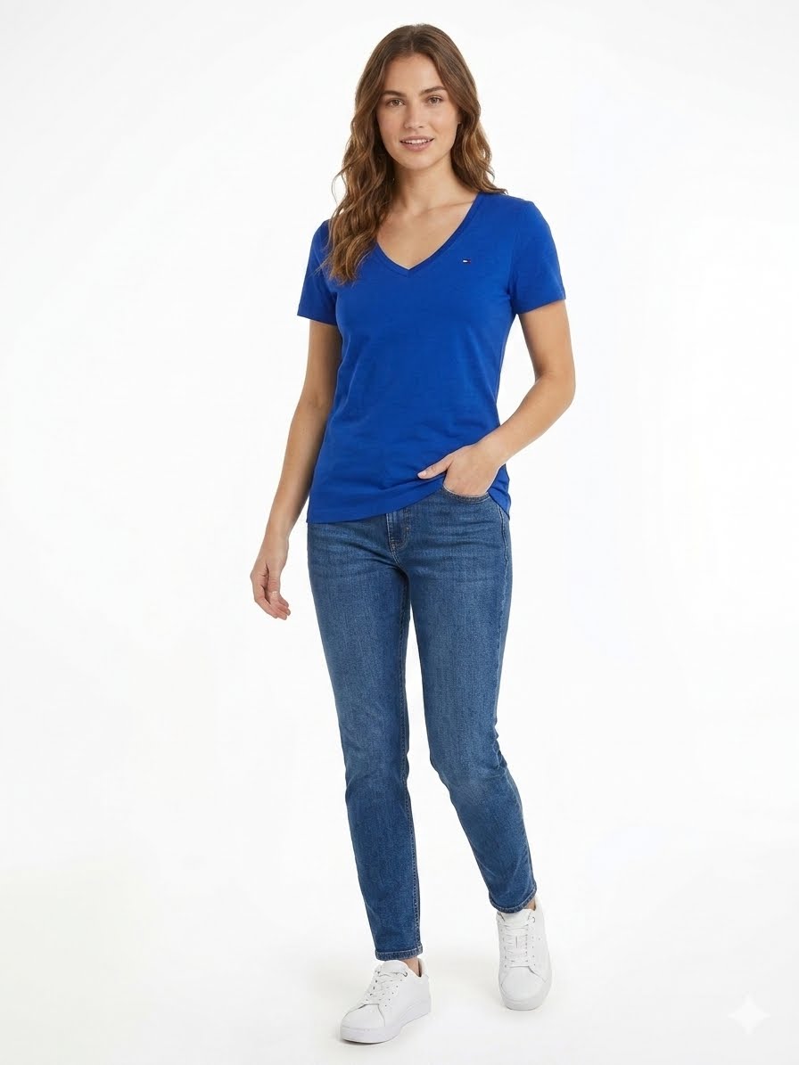 TOMMY HILFIGER- Women’s basic V-neck t-shirt