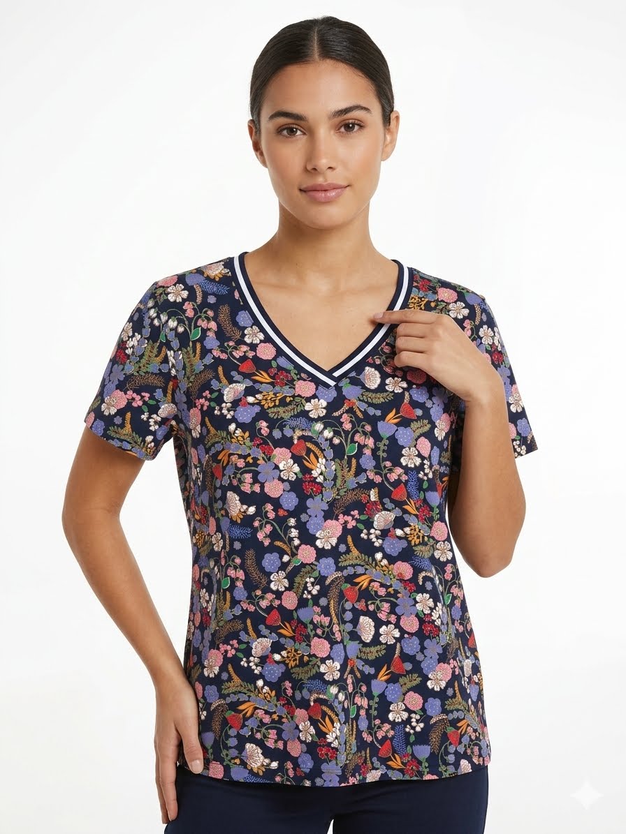 TOMMY HILFIGER-V-neck blouse with floral print