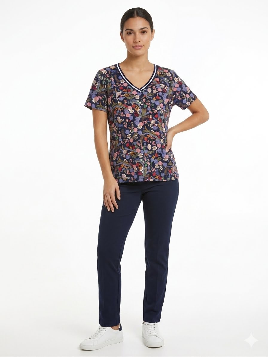 TOMMY HILFIGER-V-neck blouse with floral print