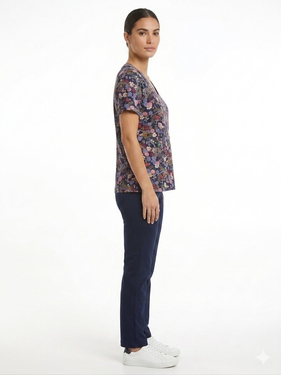 TOMMY HILFIGER-V-neck blouse with floral print