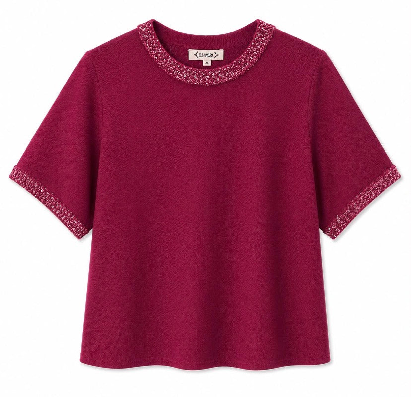 Nanette Lepore short sleeve sweater in wine color