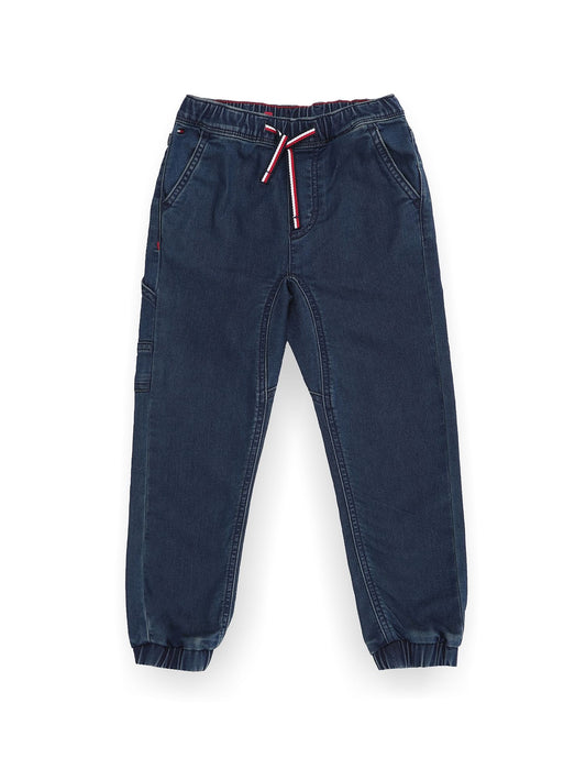 Tommy Hilfiger Boy's Adaptive Denim Joggers With Pull-up Loops