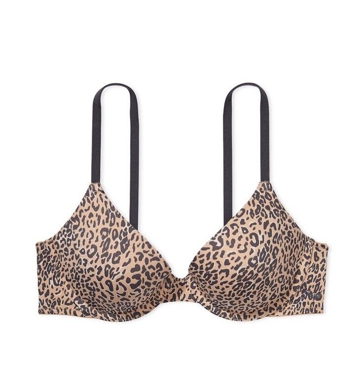 PINK Victoria's Secret Leopard Print Everywhere Lightly Lined T Shirt Bra 38B