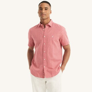 Náutica-Camisa de manga corta de lino estampada