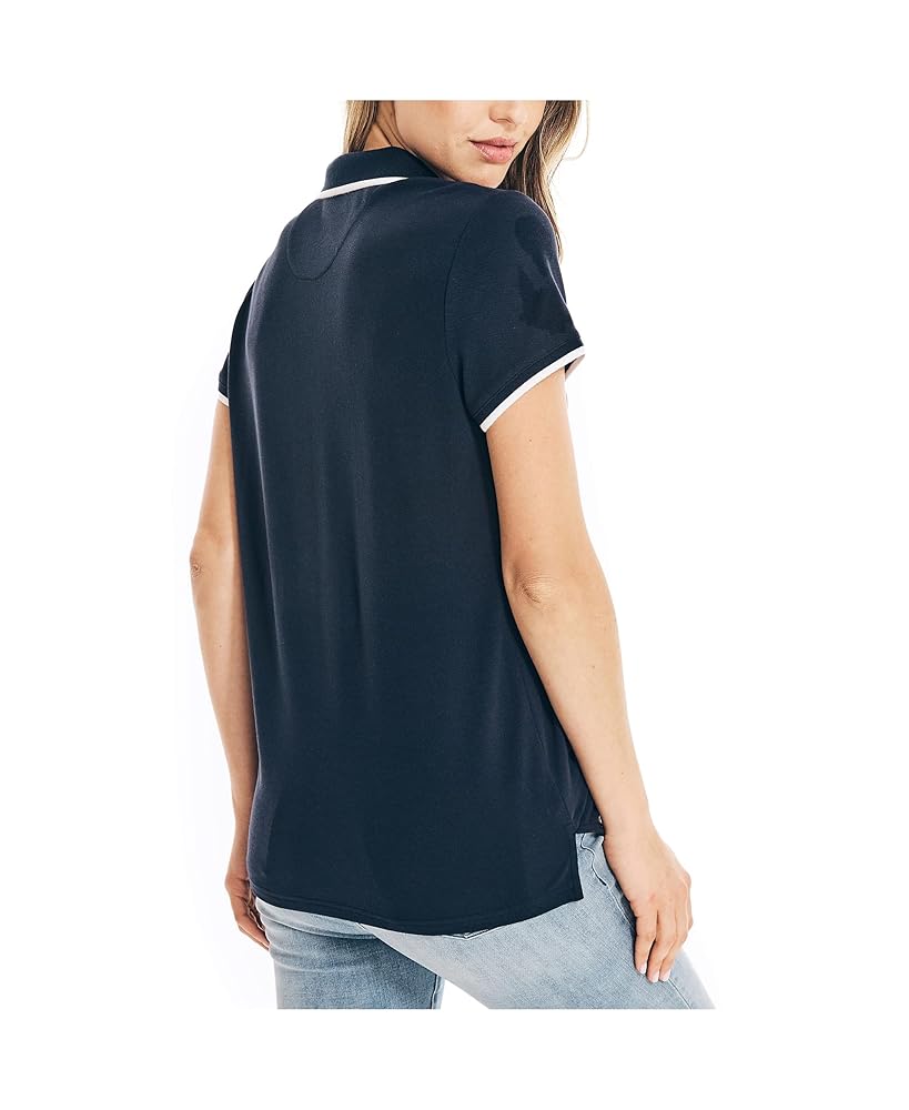 Nautica Polo Ocean con cuello dividido para mujer, Blanco