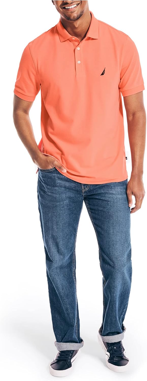 Nautica Polo de piqué de algodón elástico de Manga Corta para Hombre