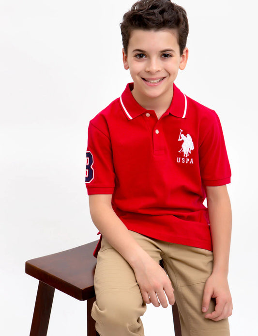 U.S Polo Assn Boys Pique Solid Polo Shirt