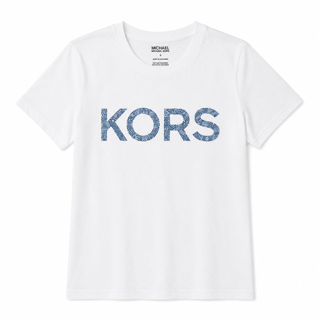 Michael Kors A graphic logo on the chest with a blue floral print Women’s