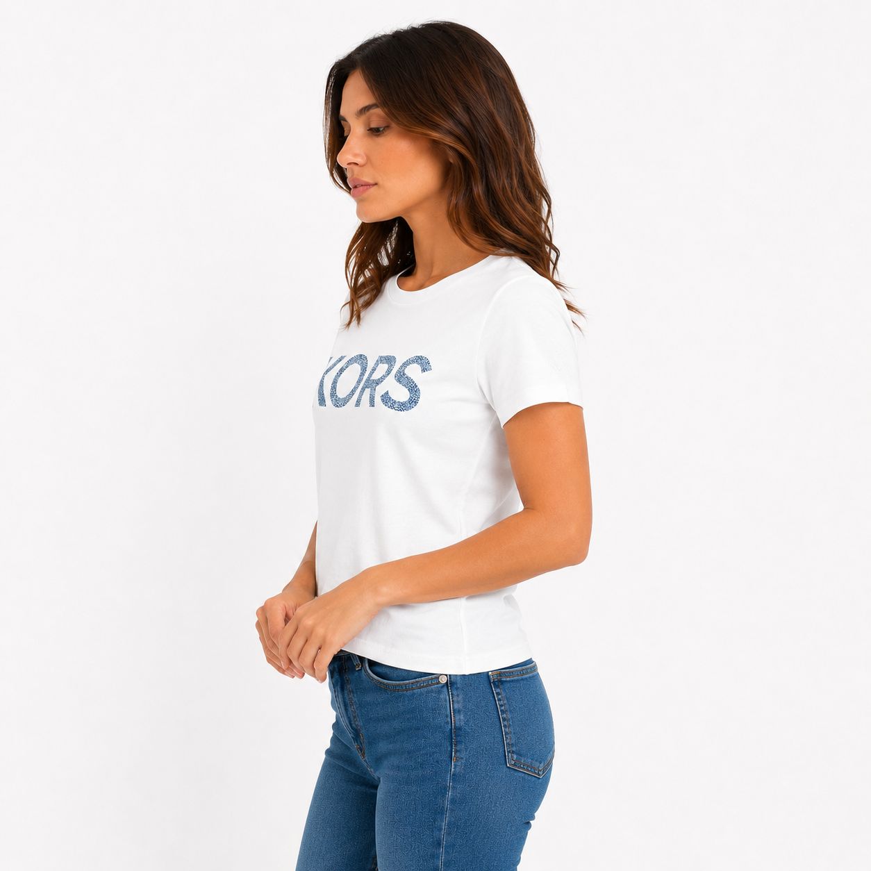Michael Kors A graphic logo on the chest with a blue floral print Women’s