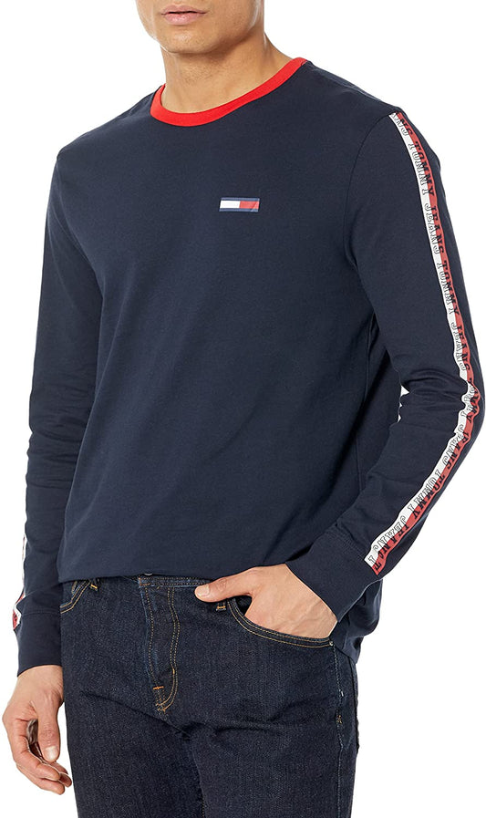Tommy Hilfiger Men's Tommy Jeans Striped Long Sleeve Badge T-Shirt
