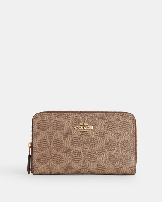 Coach Medium Id Zip Wallet In Signature Canvas